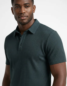 T-Shirt für Herren mit halber Knopfleiste und Polokragen in Navy