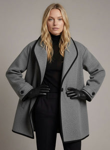 Eleganter Damen Kurzmantel in gerader Passform in Grau