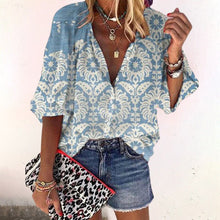 Emilia | Fließende Boho-Bluse in Blau