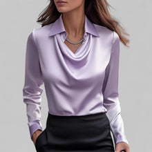 Melina | Fließende Damen Satinbluse für elegante Anlässe in Lila