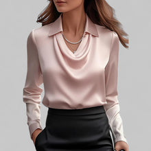Melina | Fließende Damen Satinbluse für elegante Anlässe in Rosa