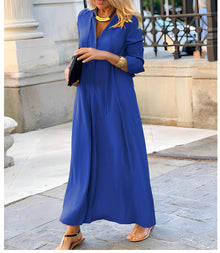 Isabella | Fließendes Maxikleid für Herbsthochzeitsgäste in Blau
