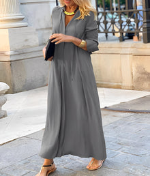 Isabella | Fließendes Maxikleid für Herbsthochzeitsgäste in Grau