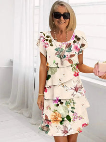 Francin | Luftiges Blumenkleid in Beige