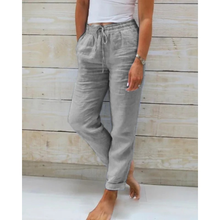Friede | Damen Bequeme Sommer Leinen Hose in Hellgrau