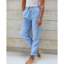 Friede | Damen Bequeme Sommer Leinen Hose in Hellblau