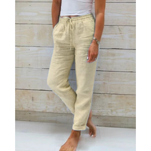 Friede | Damen Bequeme Sommer Leinen Hose in Beige