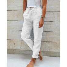 Friede | Damen Bequeme Sommer Leinen Hose in Weiß