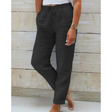 Friede | Damen Bequeme Sommer Leinen Hose in Schwarz