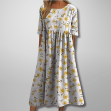 Gail™ - Entspanntes Floral-Midi-Kleid in Hellgelb