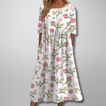 Gail™ - Entspanntes Floral-Midi-Kleid in Weiß-Rosa (Fast ausverkauft)