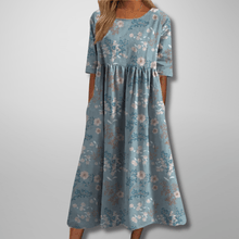 Gail™ - Entspanntes Floral-Midi-Kleid in Hellblau