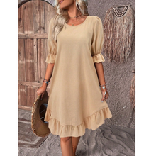 Harper | Damen Sommerkleid mit Puffärmeln in Khaki
