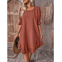 Harper | Damen Sommerkleid mit Puffärmeln in Braun