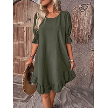 Harper | Damen Sommerkleid mit Puffärmeln in Grün
