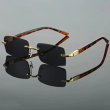 Hazel | Herren Sonnenbrille Randlos Retro Leicht in Noir-Schwarz