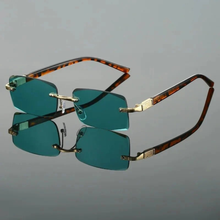 Hazel | Herren Sonnenbrille Randlos Retro Leicht in Eclipse-Grün