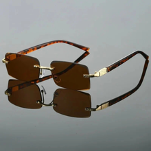 Hazel | Herren Sonnenbrille Randlos Retro Leicht in Teebraun