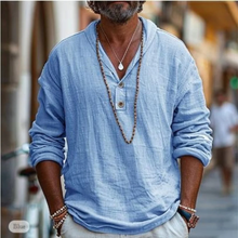 Heinz | Herren Henley Shirt Mit Kapuze Freizeit Design in Blau
