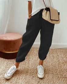Helen™ - Baumwoll-Leinen Sommerhose in Schwarz
