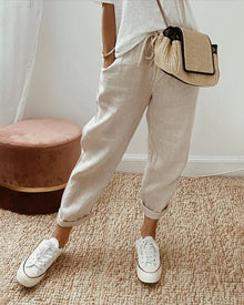 Helen™ - Baumwoll-Leinen Sommerhose in Beige