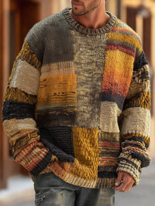 Max | Herren Baumwoll-Pullover im modernen Print-Stil in Abstract