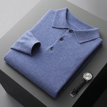 Emil | Herren Kaschmir Business Pullover Polostil in Blau