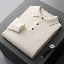 Emil | Herren Kaschmir Business Pullover Polostil in Weiß