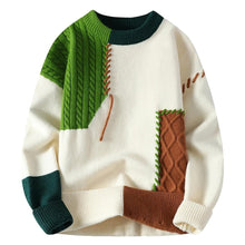 Ben | Herren Kunstvoller Patchwork Pullover für Herbst in Grün 1