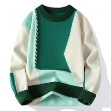 Ben | Herren Kunstvoller Patchwork Pullover für Herbst in Grün 2