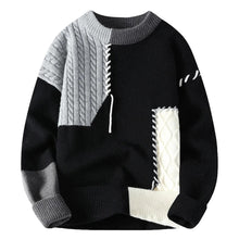 Ben | Herren Kunstvoller Patchwork Pullover für Herbst in Schwarz 1