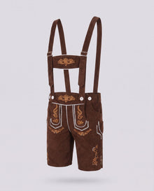 Simon | Herren Lederhose zum Oktoberfest mit Stickerei in Braun