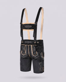 Simon | Herren Lederhose zum Oktoberfest mit Stickerei in Schwarz