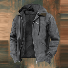 Lukas | Herren Lederjacke im Urban-Stil mit Kapuze in Grau