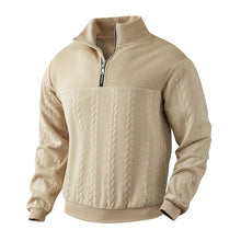 David | Herren Pullover Zopfstrick mit Viertelreißverschluss in Beige
