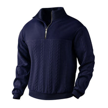 David | Herren Pullover Zopfstrick mit Viertelreißverschluss in Marineblau