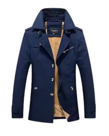 Fabian | Herren Trench-Jacke gepolstert klassischer Schnitt in Dunkelblau