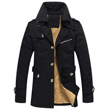 Fabian | Herren Trench-Jacke gepolstert klassischer Schnitt in Schwarz