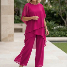 Kizia™ - Drapiertes Oberteil mit Palazzo-Hose in Lila