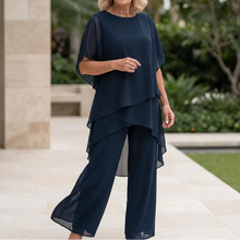 Kizia™ - Drapiertes Oberteil mit Palazzo-Hose in Blau
