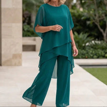Kizia™ - Drapiertes Oberteil mit Palazzo-Hose in Türkis