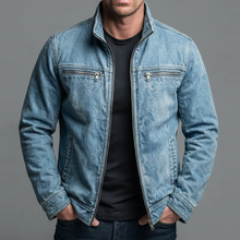 Sommerfeld | Vintage Baumwolljacke mit Reißverschluss in Blau