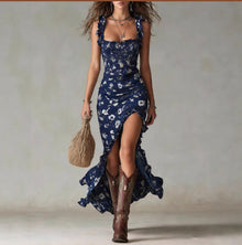 Nadjia – Luftiges Boho-Maxikleid in Blau