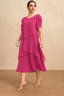Luisa – Chiffon-Kleid mit Lagenlook für Damen in Rosa