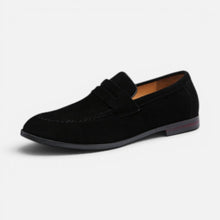 Penny Suede Old Money Loafer für Herren lässiger Stil in Schwarz