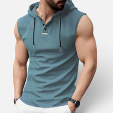 Herren ärmelloses Kapuzenshirt für sportliche Freizeitlooks in Blau