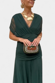 Lordanka – Langes Kleid Mit V-Ausschnitt Und Blumen Muster in Grün