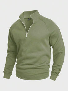 Kelvin | Stylischer Pullover mit Reißverschluss und Stehkragen in Grün