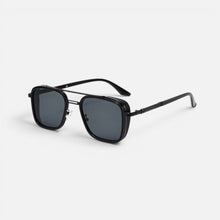 Sonnenbrille Eckig Metall Gestell Verlaufsgläser in Schwarz