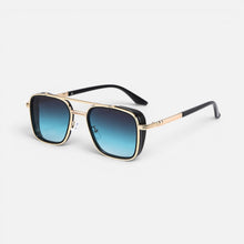 Sonnenbrille Eckig Metall Gestell Verlaufsgläser in Blau